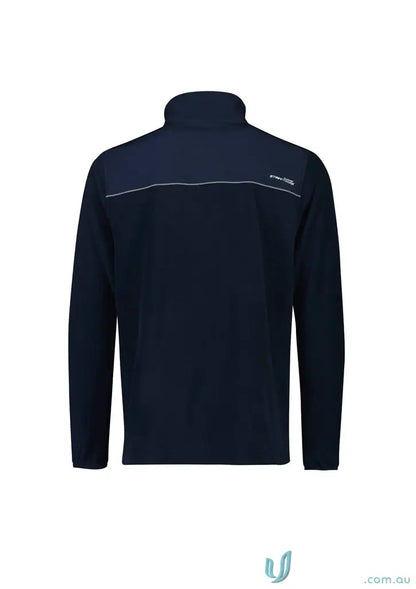 Dark blue Unisex Streetworx Lightweight zip polar fleece jacket with high collar and reflective stripe