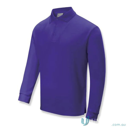 Unisex SunSmart LS Polo in purple, perfect for uniforms and casual wear