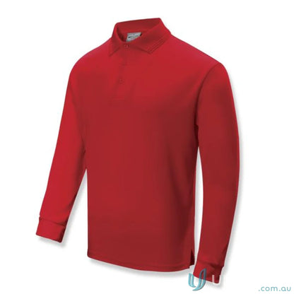 Unisex SunSmart LS Polo long-sleeved red shirt perfect for uniforms and casual wear