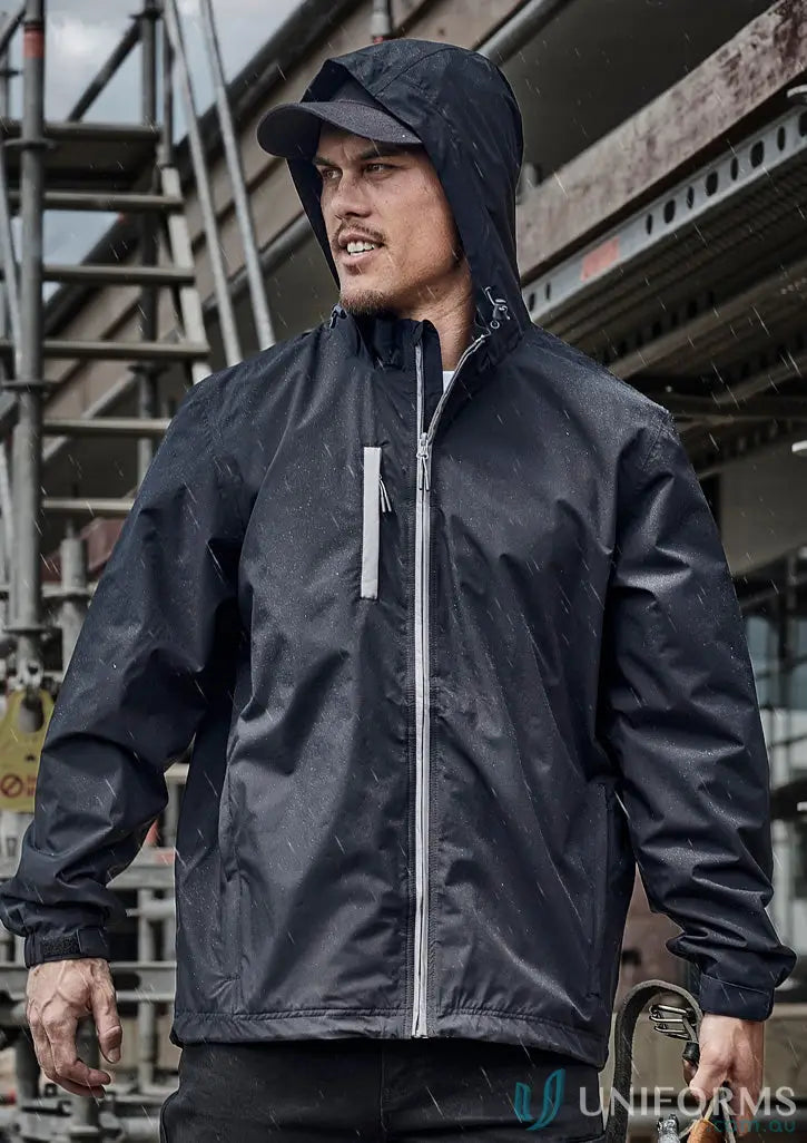Black hooded packable rain jacket from Unisex Super Light Rain collection, ultra-light jacket ZJ260