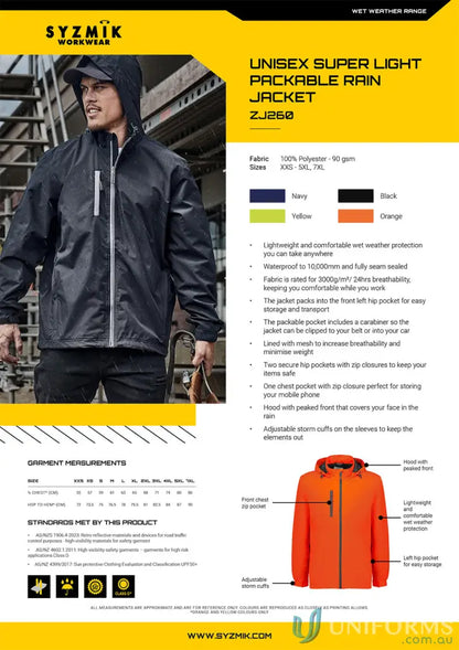 Unisex Super Light Packable Rain Jacket info, ultra-light jacket ZJ260 for rain protection