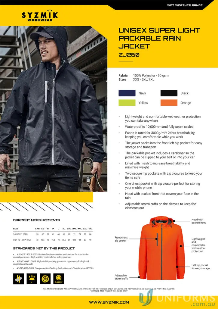 Unisex Super Light Packable Rain Jacket info, ultra-light jacket ZJ260 for rain protection