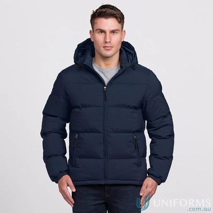 Navy blue unisex Terrain Puffa Jacket with waterproof rating to stay dry in style