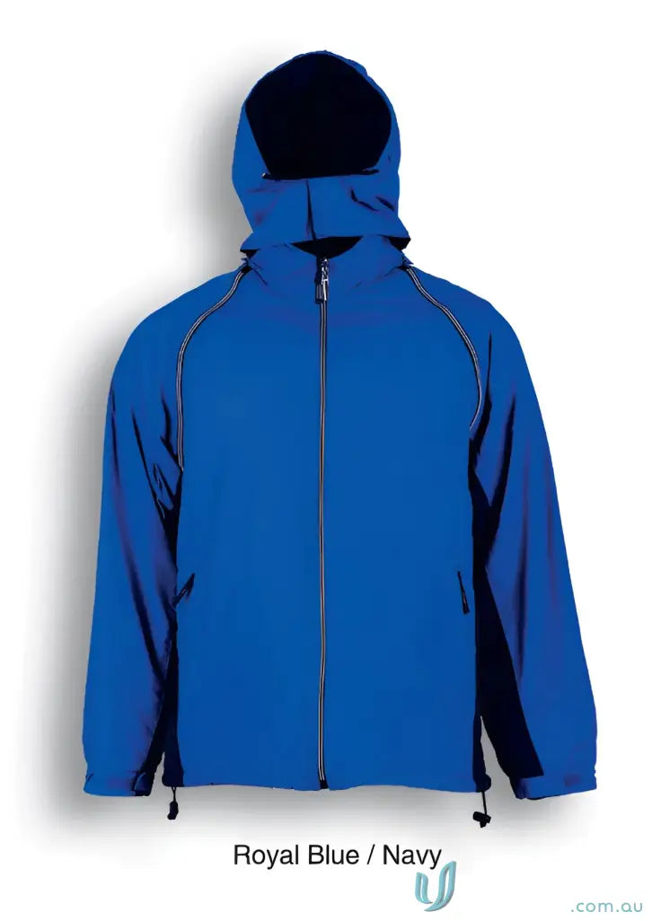 Royal blue hooded jacket with stretchy ribbed cuffs from Unisex Three In One Jacket collection