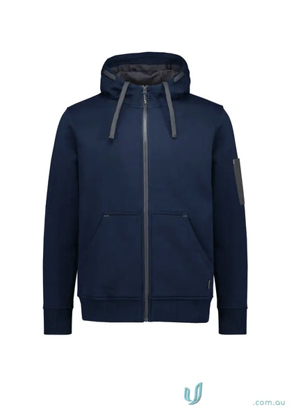 Navy blue Unisex Zip Front Multi Pocket Hoodie for hardworking heroes with stress point design