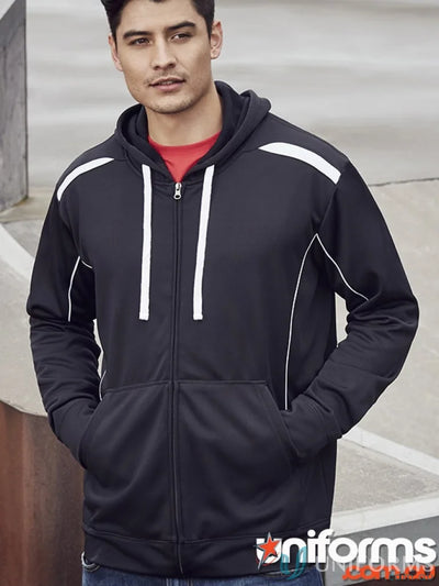 United Hoodies black hooded zip-up jacket made from polyester performance fleece