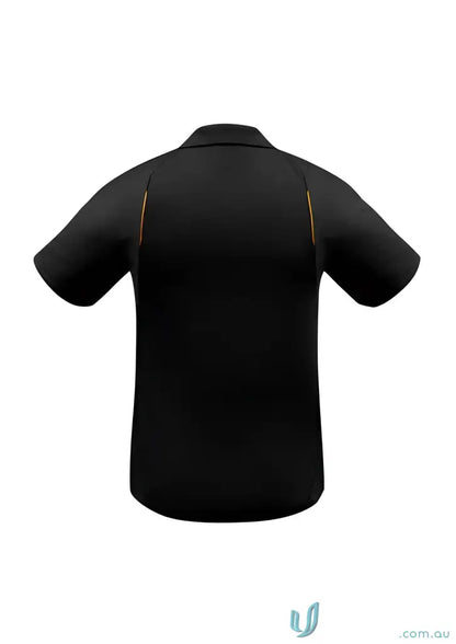 Black polo shirt with orange trim from United Polo collection, modern fit biz style UTD P244MS