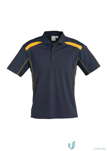 Navy and gold short-sleeved polo shirt from United Polo collection, modern fit biz collection Utd Polo P244MS