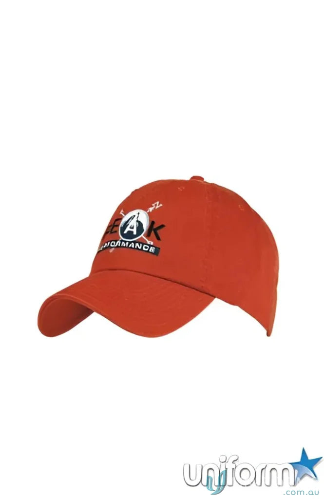 Orange baseball cap from Unstructured Washed Chino Twill for casual workwear and uniforms