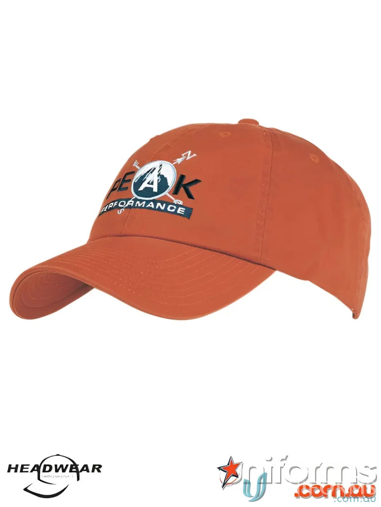 Orange baseball cap on Unstructured Washed Chino Twill for work uniforms or casual uniforms