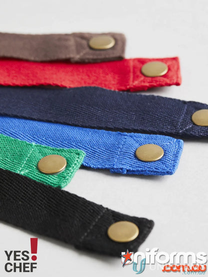 Colorful fabric straps with brass buttons for Urban Bib Straps from Biz Collection Urban