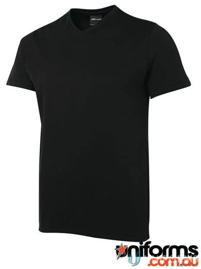 Black V-neck T-shirt from 1VT JBs Wear in ring-spun jersey knit, 190gsm fabric