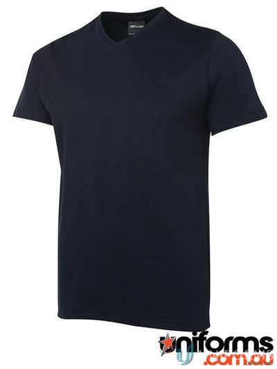 Navy blue V-neck T-shirt from 1VT JBs Wear in ring-spun jersey knit, 190gsm fabric