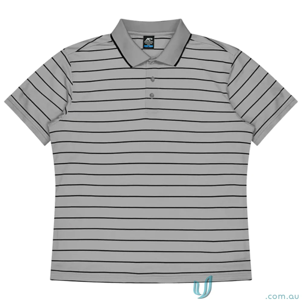 Vaucluse Mens Polo shirt with black stripes, soft fabric, perfect for casual uniforms