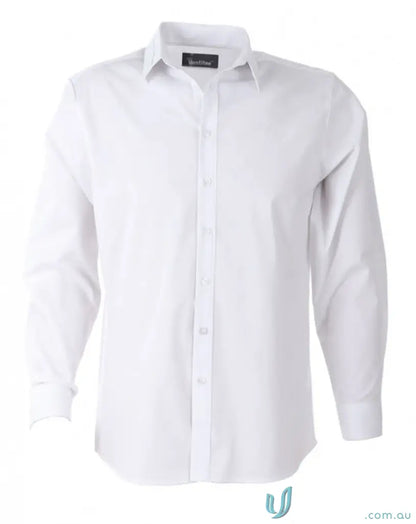 White long-sleeved workwear shirt from Vegas L/S Shirt, perfect for uniforms