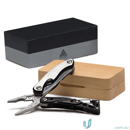 VersaGrip Multi Tool with stainless steel 420j2 drop blade, pliers, and wooden gift box