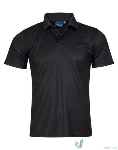 Black short-sleeved Verve Polo with Cooldry® Polyester Mini and flat knitted collar