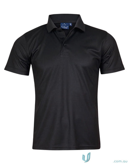 Black short-sleeved Verve Polo with Cooldry® Polyester Mini and flat knitted collar
