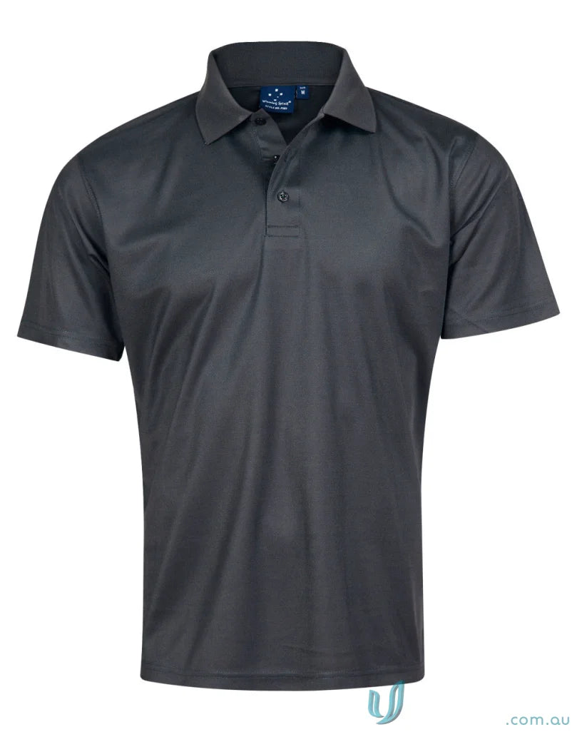 Gray PS81 Verve Polo made with CoolDry® polyester mini, featuring a flat knitted collar