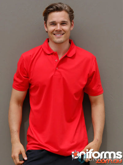 Red short-sleeved ps81 Verve Polo with cooldry® polyester mini and flat knitted collar
