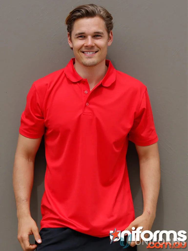 Red short-sleeved ps81 Verve Polo with cooldry® polyester mini and flat knitted collar