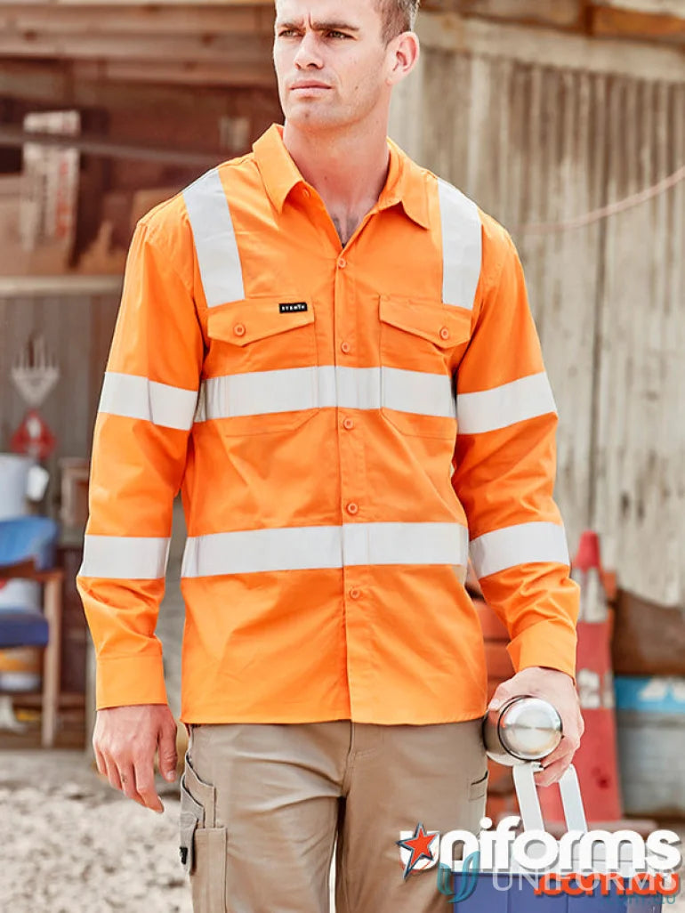 VIC Rail BioMotion Shirt orange high-visibility rail long sleeve work shirt
