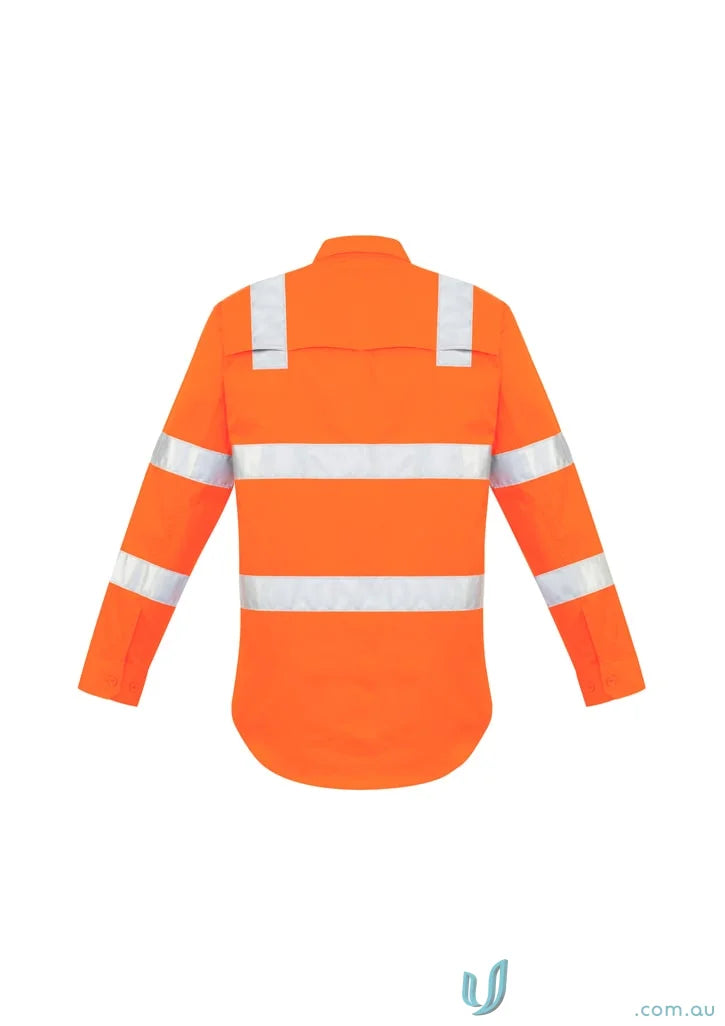 Orange high-vis work shirt VIC Rail BioMotion rail long sleeve safety gear