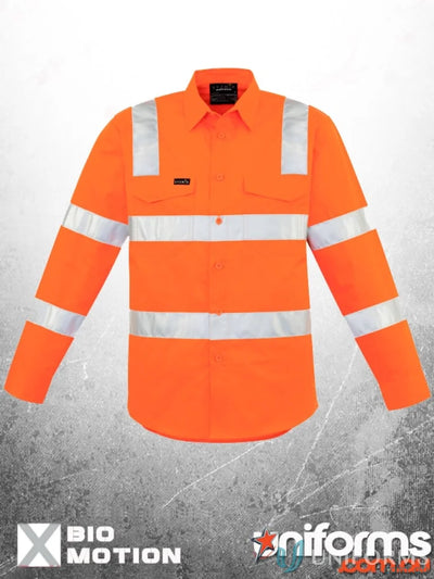 VIC Rail BioMotion Shirt orange long sleeve safety shirt with reflective stripes for rail workers