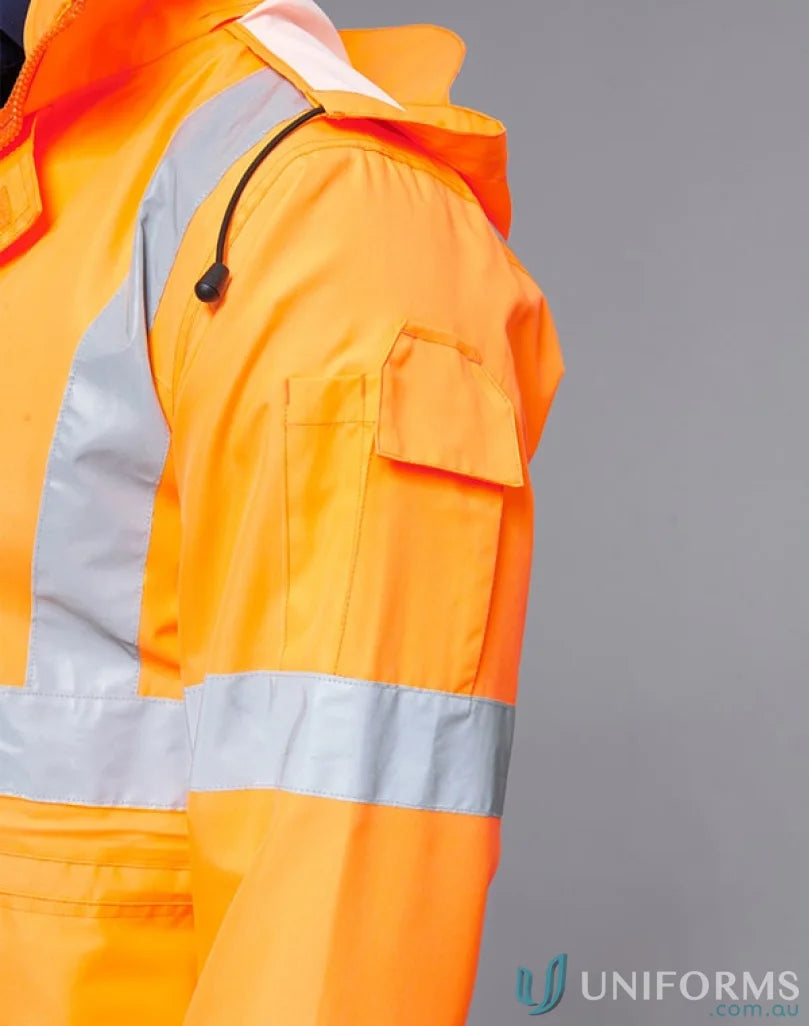 Orange VIC Rail SW75 waterproof oxford shell with bio motion reflective safety jacket