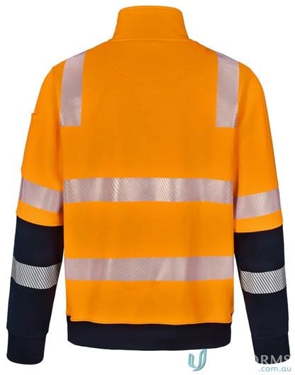Orange and navy VIC Rail Rail Hi-Vis Jumper showcasing high visibility work style