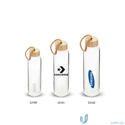 Vidro 750ml borosilicate glass water bottle with sustainable bamboo lid in individual white box