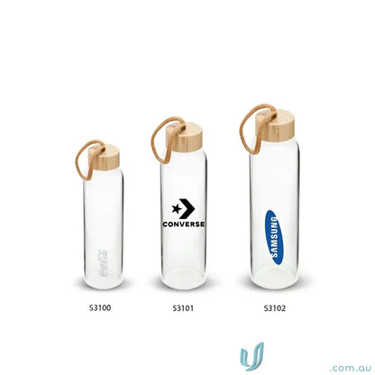 Vidro 750ml borosilicate glass water bottle with sustainable bamboo lid in individual white box