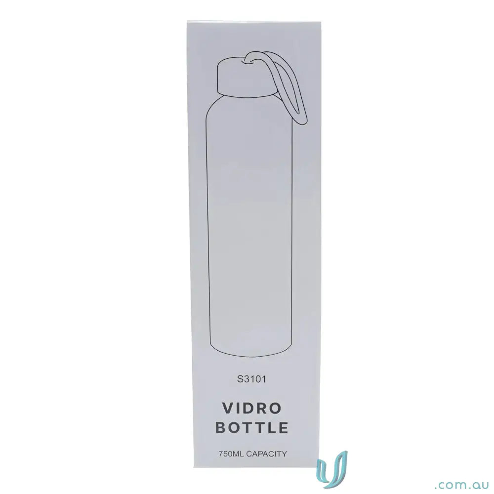 Box with bottle illustration for Vidro 750ml borosilicate glass water bottle