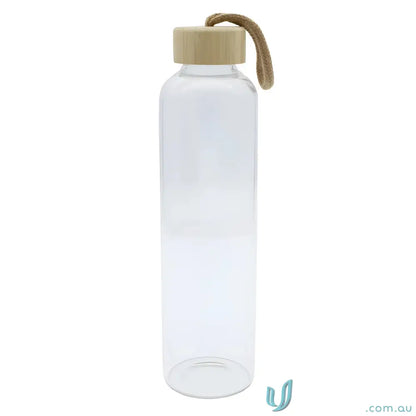 Clear vidro 750ml borosilicate glass water bottle with wooden lid and rope handle