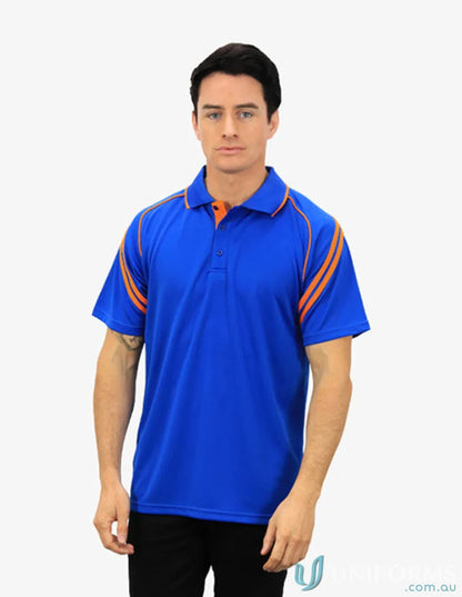 Viper SS Polo in blue and orange with cooldry moisture management technology for stay dry