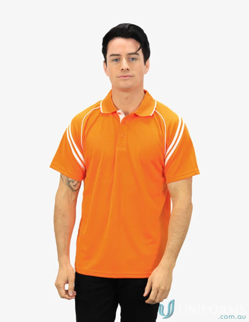 Orange Viper SS Polo shirt with cooldry moisture management technology and white trim