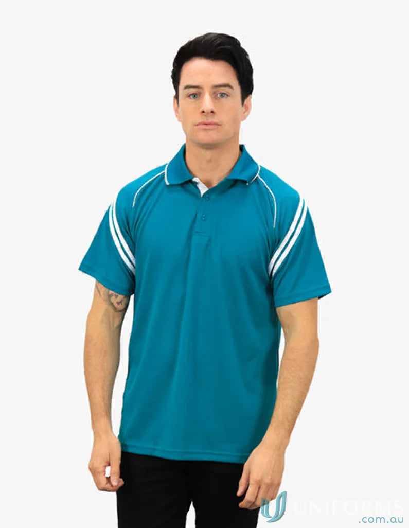 Viper SS Polo in teal with white accents featuring cooldry moisture and moisture management technology