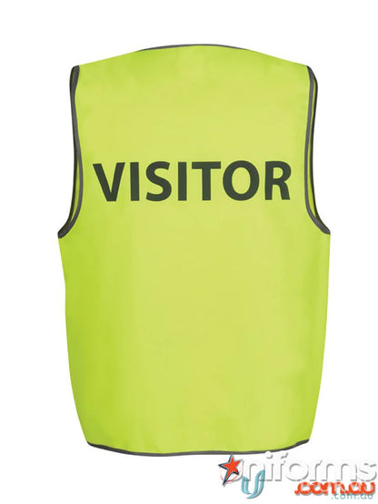 Yellow visitor vest with printed safety design, extra large size, meets Australian standards
