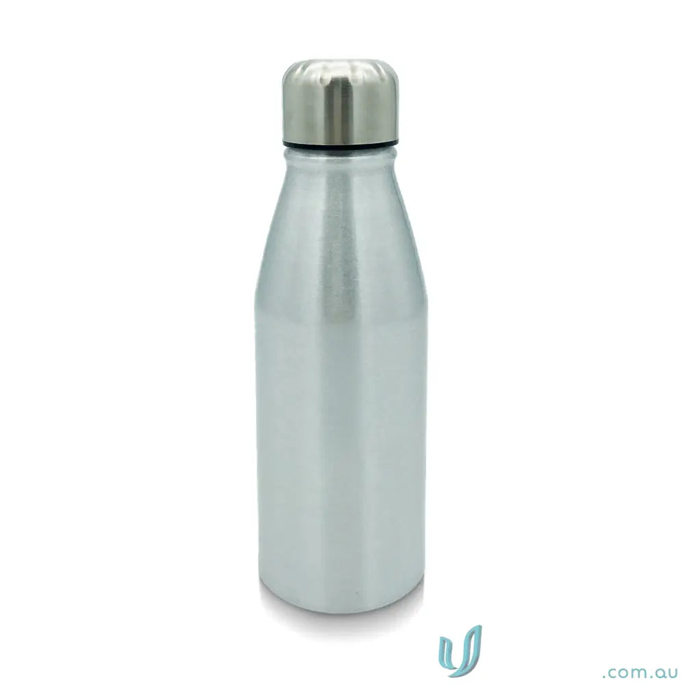Silver metal water bottle made from single-wall aluminium, perfect for your uniforms