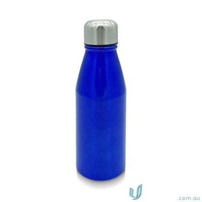Blue metal water bottle made of single-wall aluminium for durable, reusable hydration