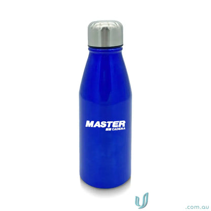 Blue metal water bottle made from single-wall aluminium for durability and reuse