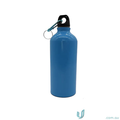 Blue voyager 600ml aluminium water bottle with carabiner clip for hiking and uniforms