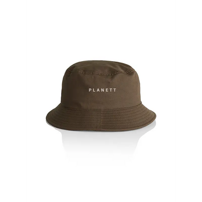 Olive green Walnut Bucket Hat with white logo