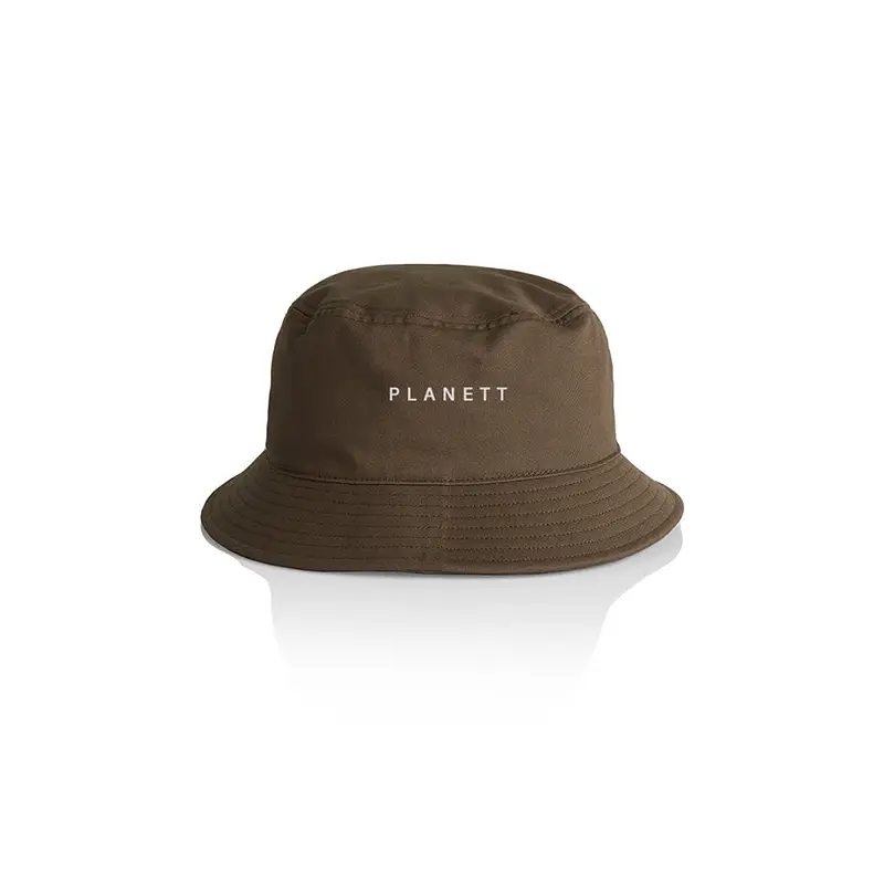 Olive green Walnut Bucket Hat with white logo