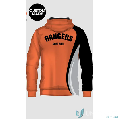 Orange and black custom Wang Rangers youth subshell jacket with 320gm 3-layer softshell