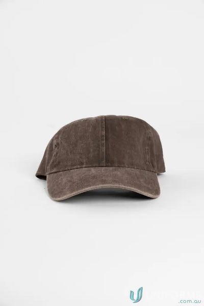 Brown washed cotton vintage cap with soft texture and curved brim perfect for work uniforms and casual workwear