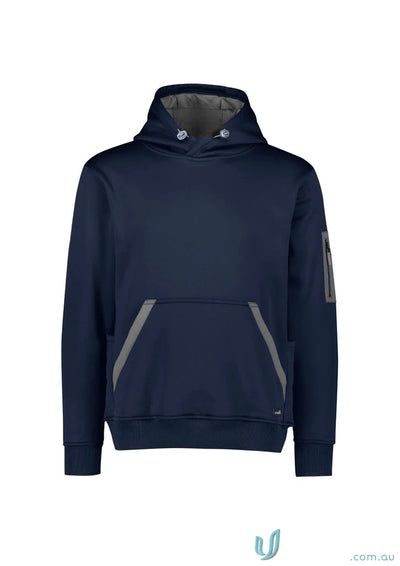 Navy blue water resistant hoodie with soft fleece, unisex water resistant hoodie style