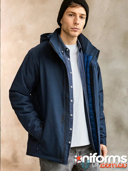 Navy blue men’s waterproof Eclipse Jacket with luxury quilted lining