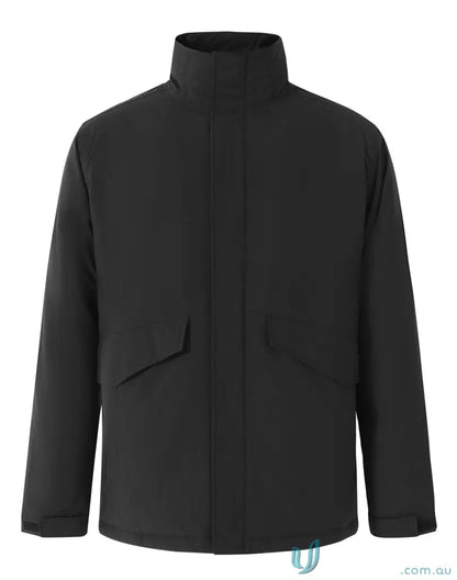 Men’s Waterproof Quilted Jacket with high collar and large front pockets for staying dry