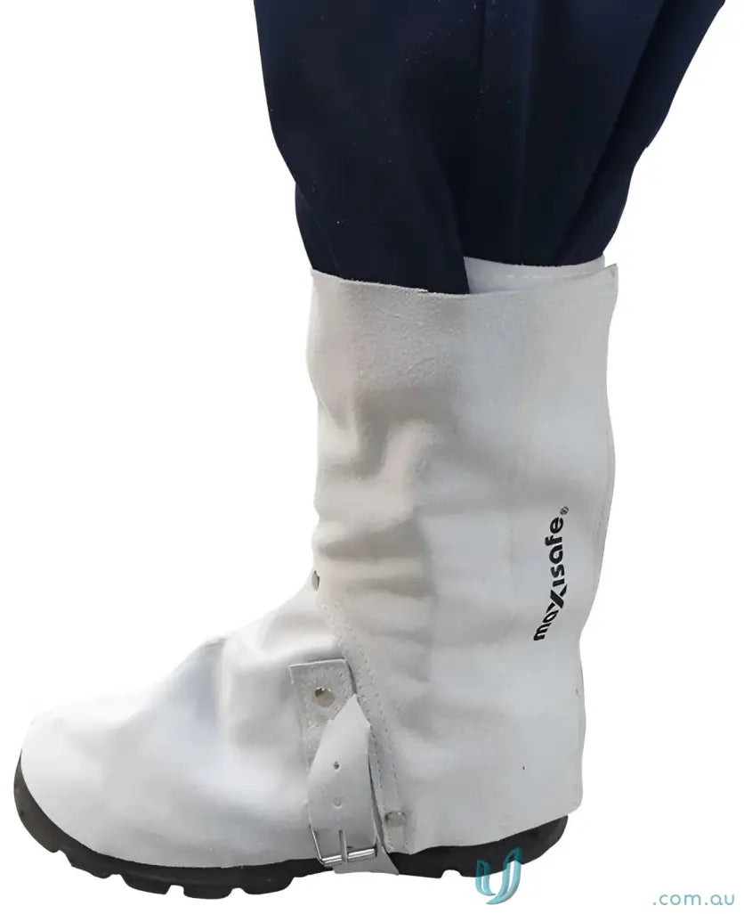 White leather welders spats for work uniforms and protective gear